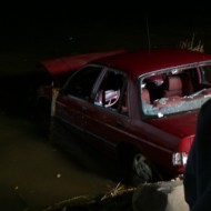 car in the lake